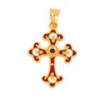 18K Gold and Enamel Byzantine Ruby Cross - Image 5