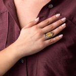Sterling Silver Gold Plated Minoan Phaistos Disc Ring - Image 2