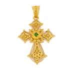 Filigree Cross with Stone in 18K Gold - Image 5