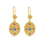 Byzantine Dangle Oval Earrings with Zircon - Image 4