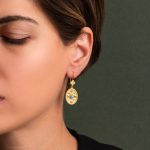 Byzantine Dangle Oval Earrings with Zircon - Image 5