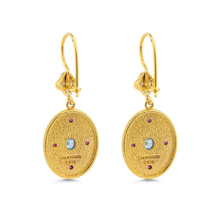 Byzantine Dangle Oval Earrings with Zircon - Image 6