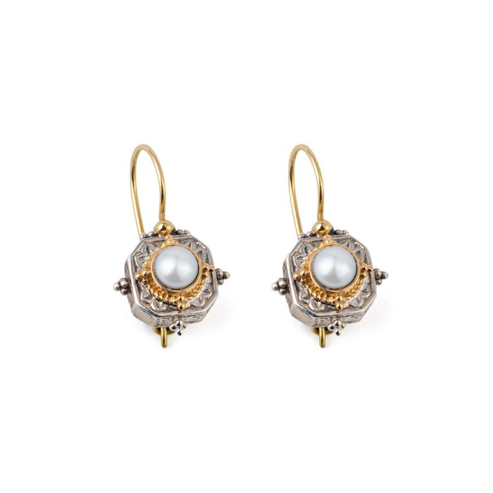Gerochristo - Cyclades square earrings in 18K Gold and Sterling silver