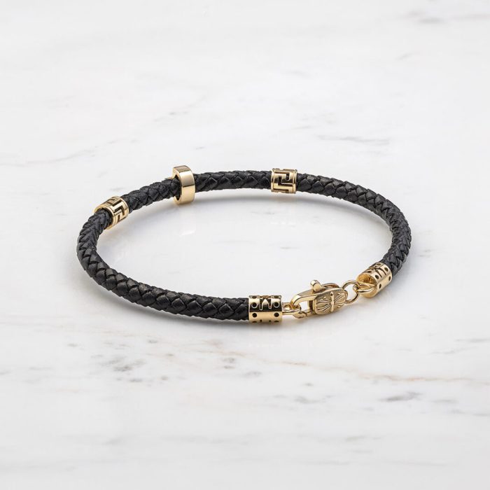 Faith Leather Bracelet - Sterling Silver & K14 Gold - Image 3