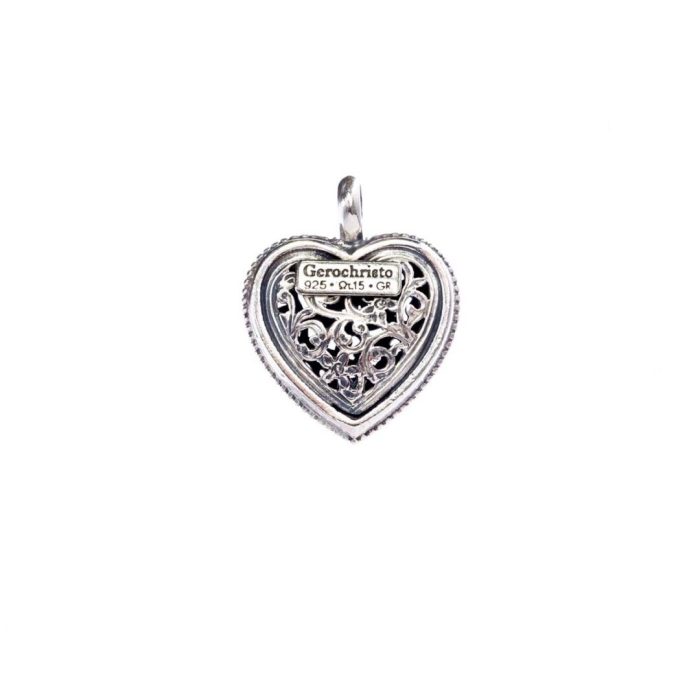 Gerochristo - Garden Shadows small Heart Pendant in Sterling Silver - Image 3
