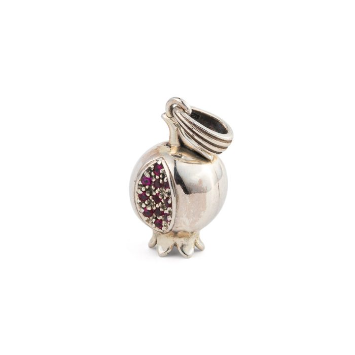Gerochristo - Pomegranate pendant in sterling silver with red CZ - Image 2