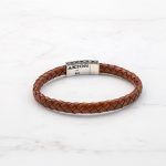 Fleur De-lis Brown Leather Bracelet - Sterling Silver & K14 Gold - Image 3
