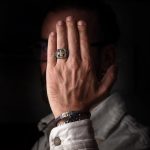 Cross Grey Leather Bracelet - Sterling Silver & K14 Gold - Image 3