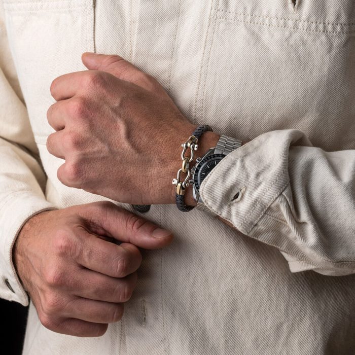 Sailor's Keys Leather Bracelet - Sterling Silver & K14 Gold - Image 2