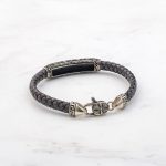 Meander Leather Bracelet - Sterling Silver & K14 Gold - Image 3