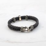 Cross Leather Bracelet - Sterling Silver & K14 Gold - Image 2