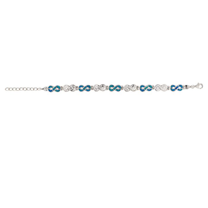 Greek Key Design Bracelet - 925 Sterling Silver and Blue Opal - Image 2