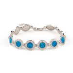 Blue Opal Bracelet Greek Key - 925 Sterling Silver