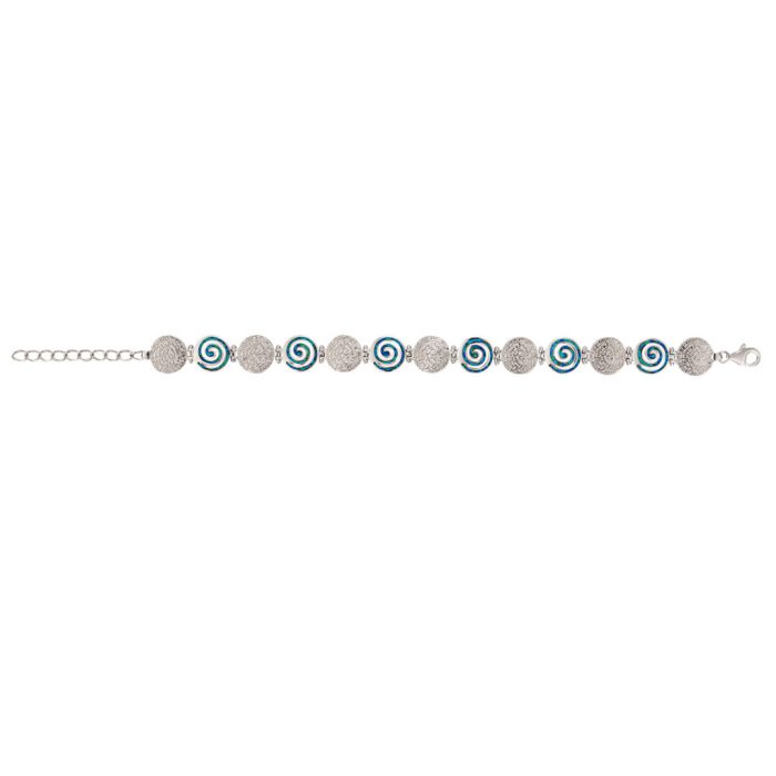 Spiral Phaistos Disc Blue Opal Bracelet - Sterling Silver - Image 2