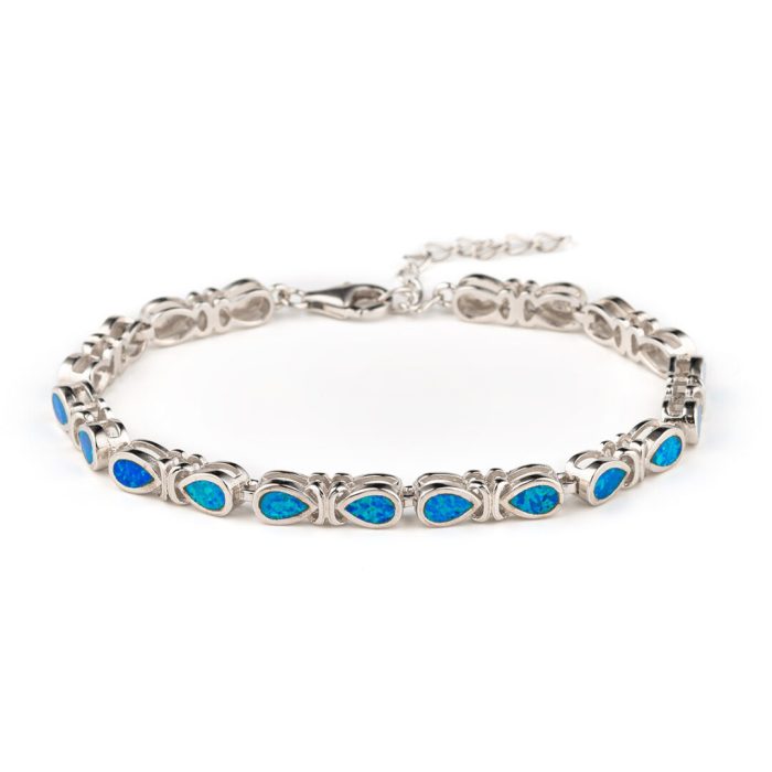 Drops Blue Opal Bracelet - 925 Sterling Silver - Image 1