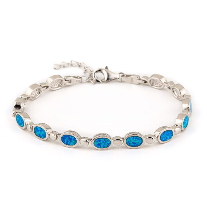 Blue Opal Stone Bracelet - 925 Sterling Silver - Image 1