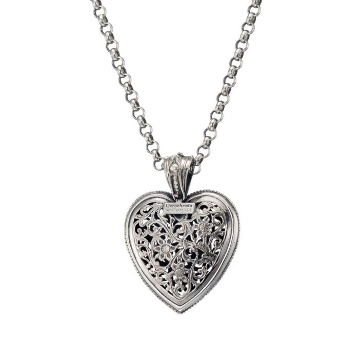 Gerochristo - Garden Shadows Big Heart Pendant in Sterling Silver - Image 3