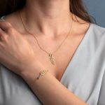 Sterling Silver Chain Fern Necklace with Turquoise - Image 2