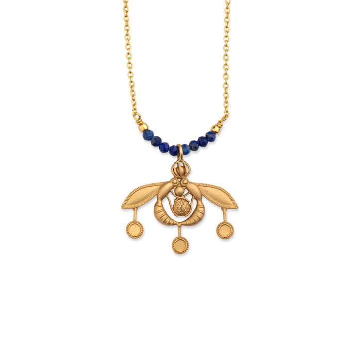 Rosary Necklace with Stones and Cretan Bee - Image 1