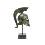 Spartan Helmet on Marble Base - Bronze Sculpture - Image 3