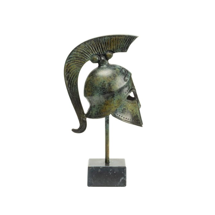 Spartan Helmet on Marble Base - Bronze Sculpture - Image 3