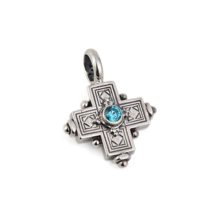 Gerochristo – Cross in 925 Sterling Silver with Zircon - Image 1