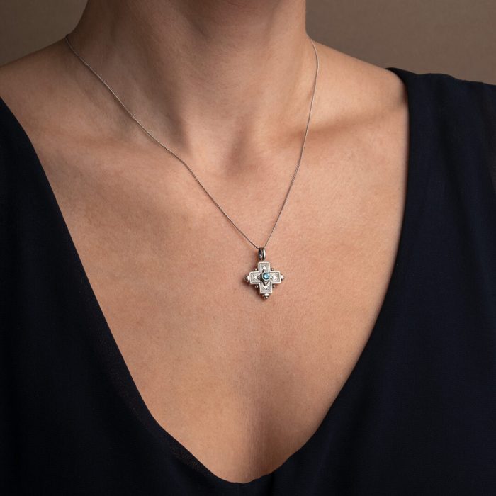 Gerochristo – Cross in 925 Sterling Silver with Zircon - Image 2