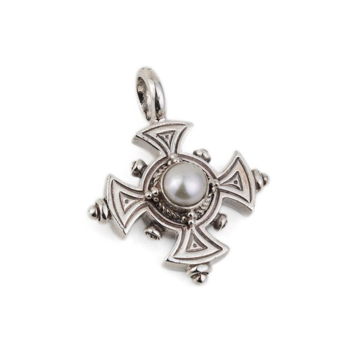 Gerochristo – Byzantine Cross with Pearl - Image 1