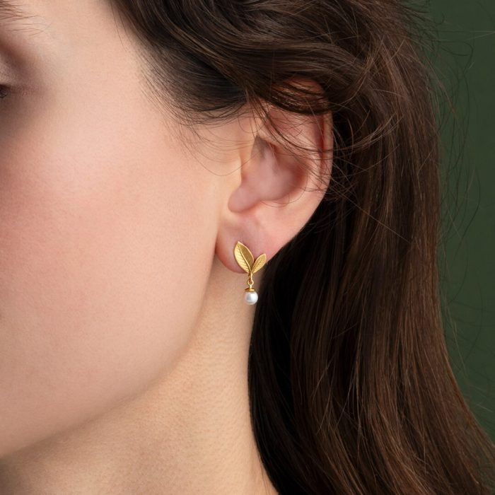 Sterling Silver Leaf Earrings - Image 2