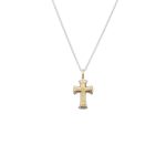 Gerochristo - Tiny Byzantine cross in 18K Gold and Sterling Silver