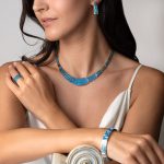 Blue Opal Meander Earrings - 925 Sterling Silver - Image 2