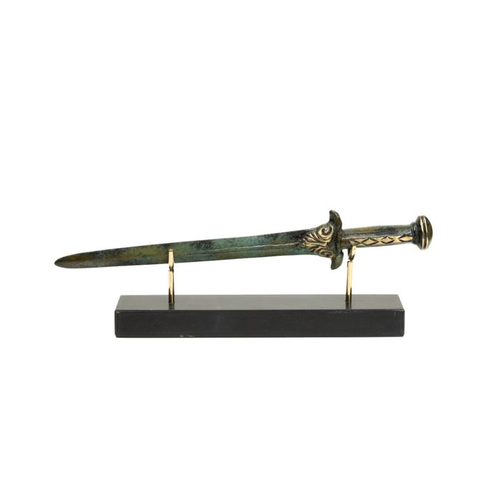 Ancient Spartan Sword on Marble Base - Bronze - Image 3