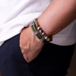 Greek key Leather Bracelet - Sterling Silver - Image 4