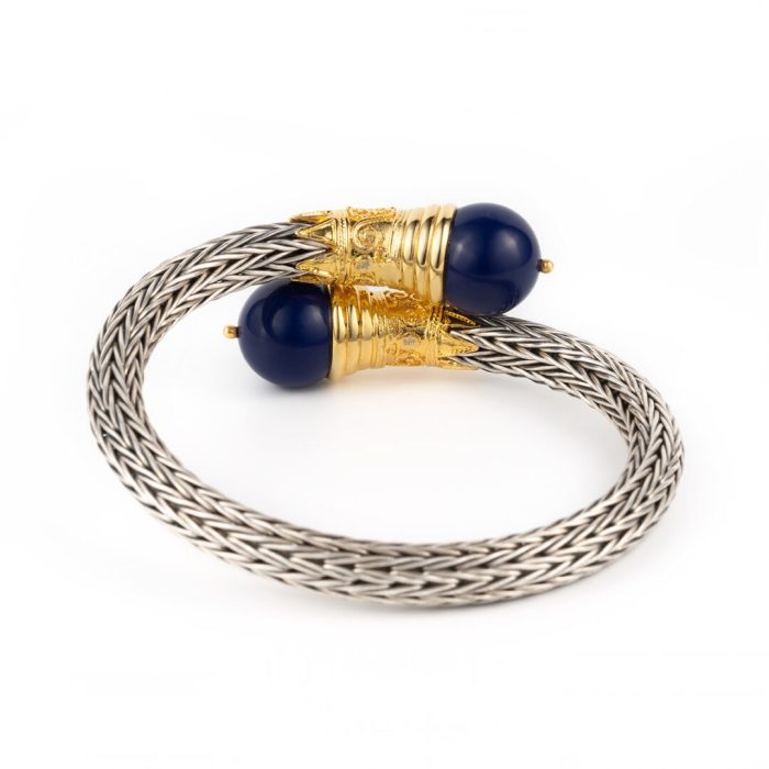 Lapis Lazuli Hinge Bracelet - Sterling Silver & Gold Plated - Image 2