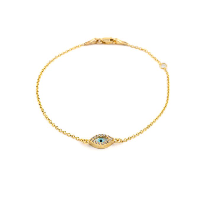 9K Yellow Gold Evil Eye Bracelet - Image 1