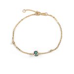 Eye Chain Bracelet - 14K Yellow Gold with Enamel