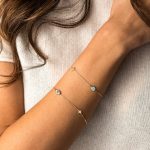 Evil Eye Chain Bracelet with Cross - 14K Yellow Gold and White Enamel - Image 2