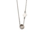 White Round Eye Necklace with Cross - Sterling Silver - Image 2