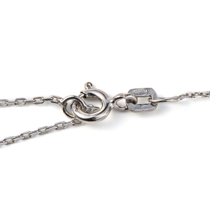 White Round Eye Necklace with Cross - Sterling Silver - Image 3