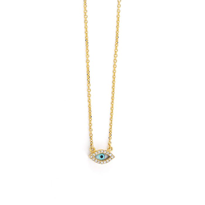 9K Yellow Gold Eye Necklace with zircons - Image 2
