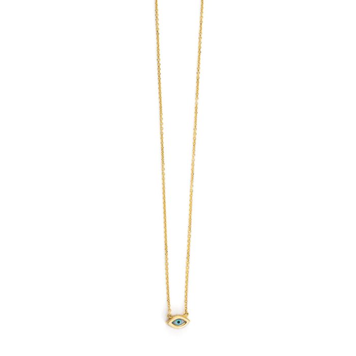 9K Yellow Gold Eye Necklace with zircons - Image 3
