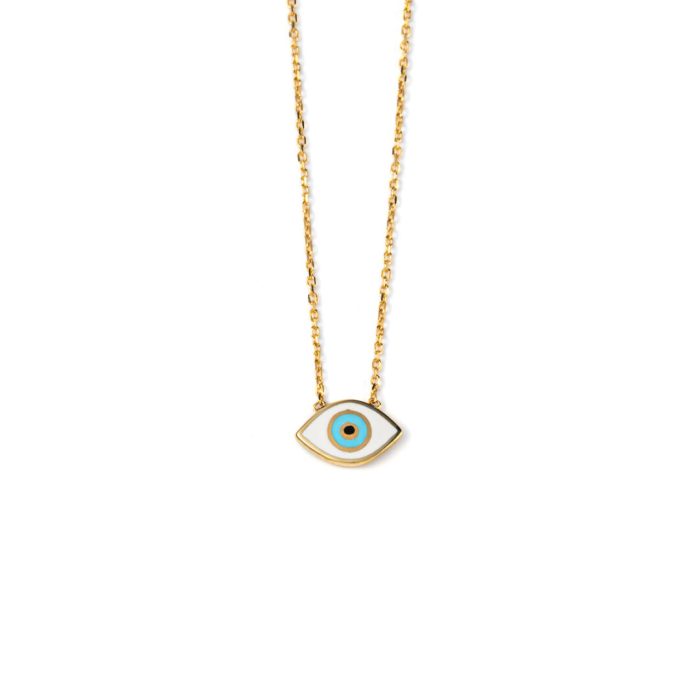 Evil Eye Necklace - 14K Gold with Turquoise Enamel - Image 3