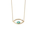 Evil Eye Necklace 14K Yellow Gold with Enamel