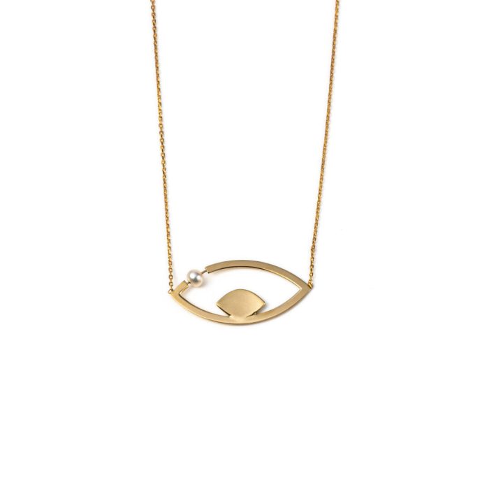 Evil Eye Necklace 14K Yellow Gold with Enamel - Image 3