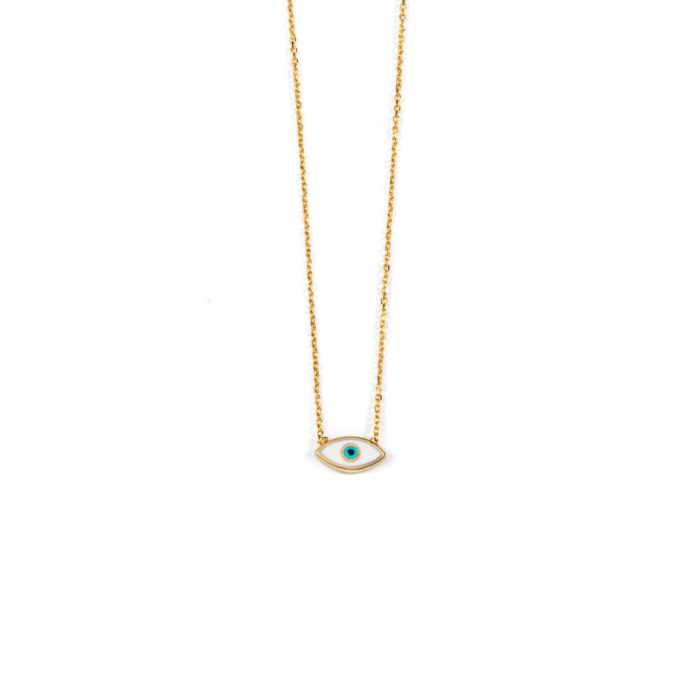 Evil Eye Necklace – 14K Yellow Gold with Blue Enamel - Image 4