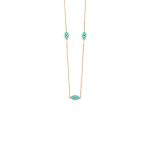 Evil Eyes Necklace - 14K Yellow Gold with Turquoise Enamel