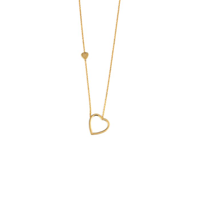 Open Two Hearts Necklace - 14K Yellow Gold - Image 1