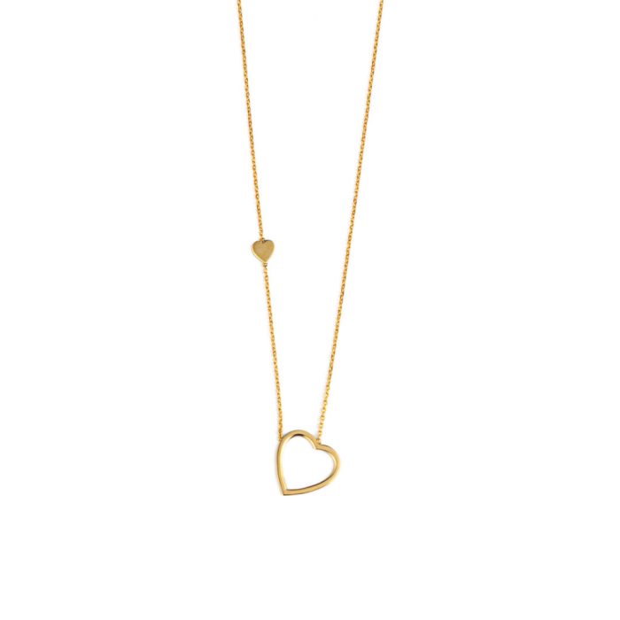 Open Two Hearts Necklace - 14K Yellow Gold - Image 3