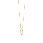 Open Cross Necklace with Pearl - 14K Yellow Gold - Image 3