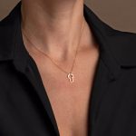 Open Cross Necklace with Pearl - 14K Yellow Gold - Image 2